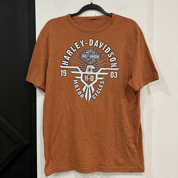 Harley Davidson Orange Czech Republic T Shirt Tee Size Medium - Picture 1 of 4